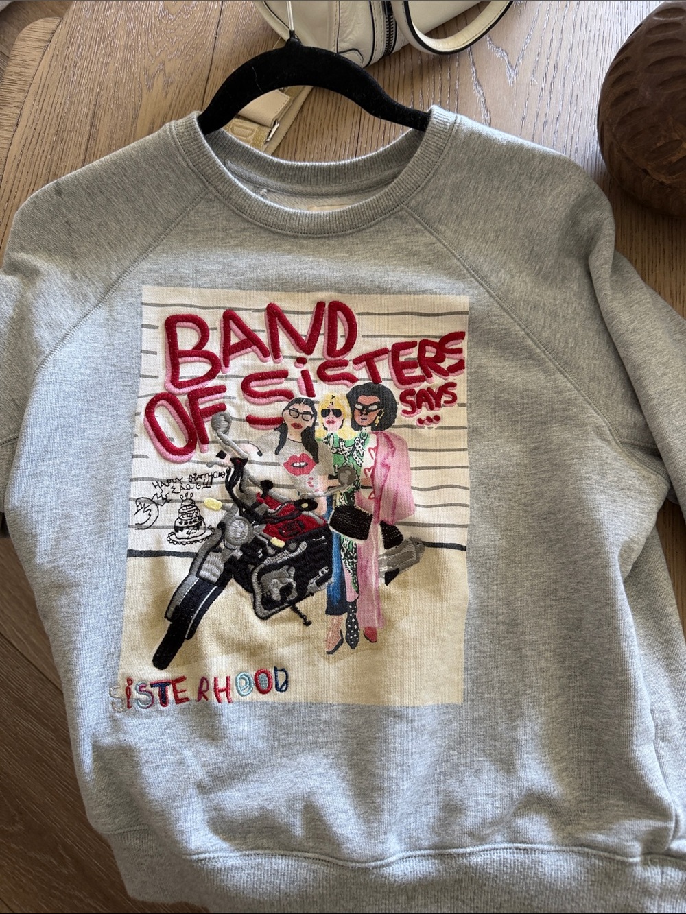 Zadig & Voltaire Grey Sweatshirt with Red 'Band of Sisters' Graphic